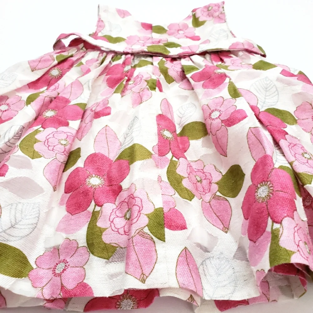 Mayoral Nwot Creme/Pink/Green Floral Puff Sleeve Dress